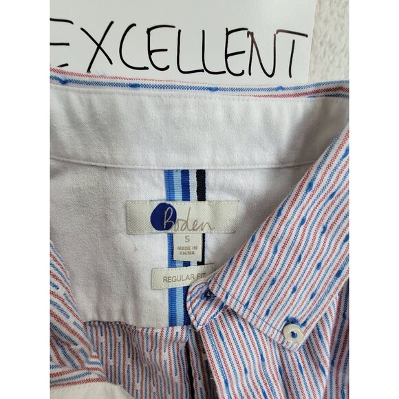 Boden Mens Striped Long Sleeve Button-Down Shirt Small Regular Fit Blue/Red - Picture 3 of 8